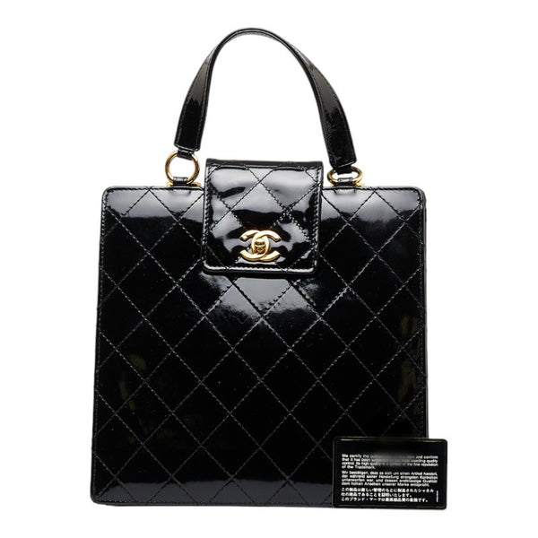 シャネル マトラッセ ココマーク ハンドバッグ ブラック パテントレザー レディース CHANEL 【中古】