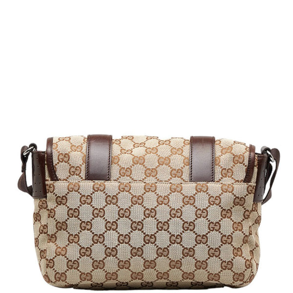 グッチ GGキャンバス 斜め掛け ショルダーバッグ 145858 ベージュ ブラウン キャンバス レザー レディース GUCCI 【中古】