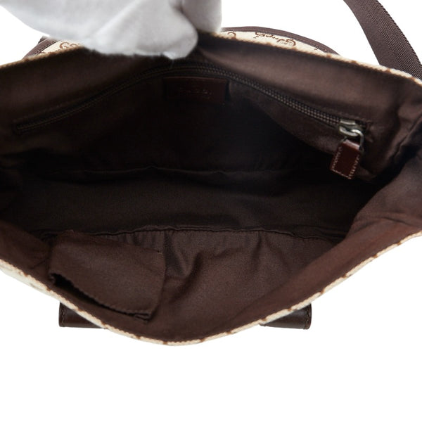 グッチ GGキャンバス 斜め掛け ショルダーバッグ 145858 ベージュ ブラウン キャンバス レザー レディース GUCCI 【中古】