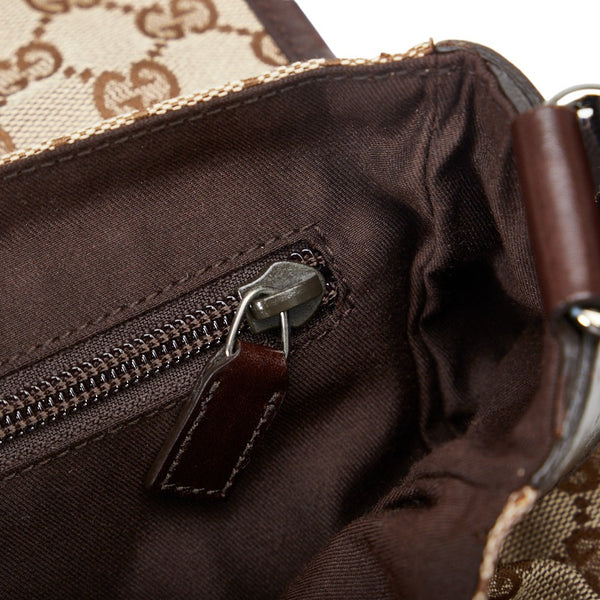 グッチ GGキャンバス 斜め掛け ショルダーバッグ 145858 ベージュ ブラウン キャンバス レザー レディース GUCCI 【中古】