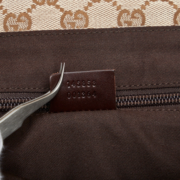 グッチ GGキャンバス 斜め掛け ショルダーバッグ 145858 ベージュ ブラウン キャンバス レザー レディース GUCCI 【中古】