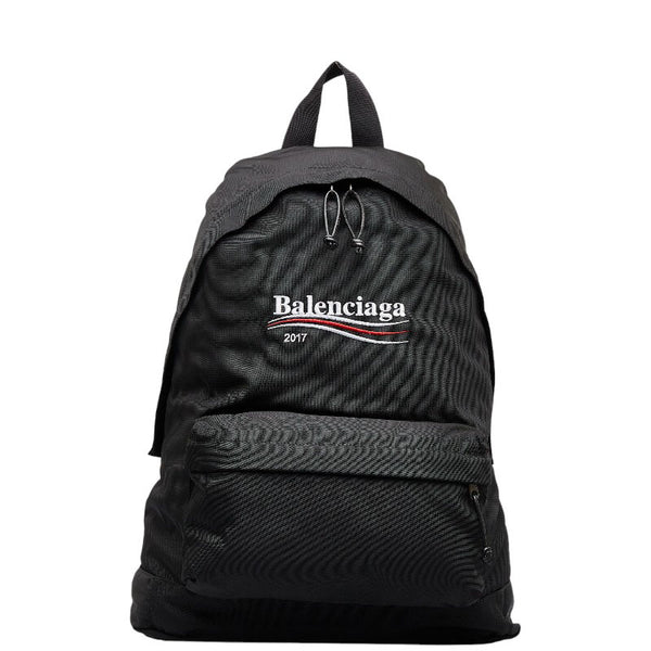 バレンシアガ キャンペーンロゴ エクスプローラー リュック バックパック 459744 ブラック ナイロン レザー メンズ BALENCIAGA 【中古】