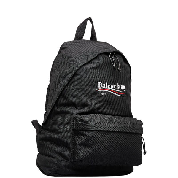 バレンシアガ キャンペーンロゴ エクスプローラー リュック バックパック 459744 ブラック ナイロン レザー メンズ BALENCIAGA 【中古】