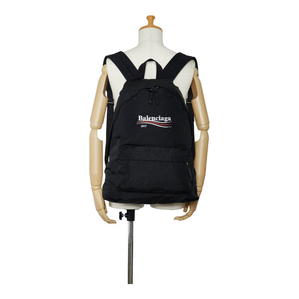 バレンシアガ キャンペーンロゴ エクスプローラー リュック バックパック 459744 ブラック ナイロン レザー メンズ BALENCIAGA 【中古】