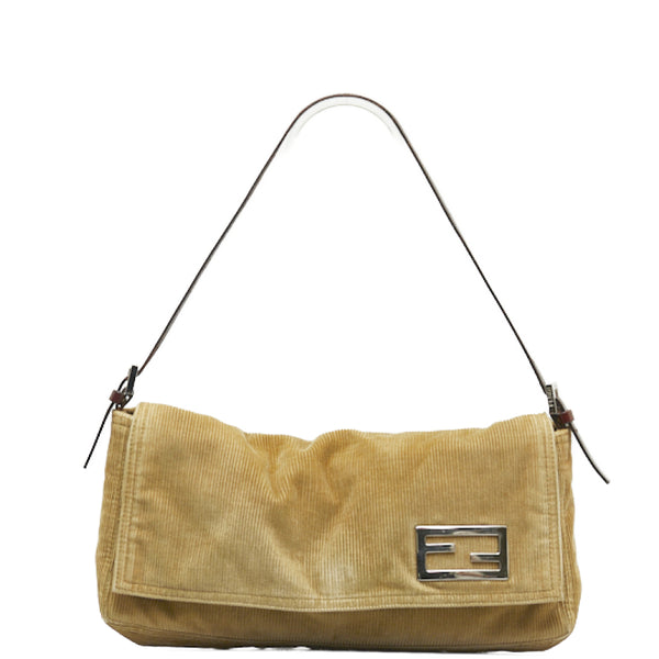 フェンディ マンマバケット ワンショルダーバッグ ベージュ キャンバス レザー レディース FENDI 【中古】