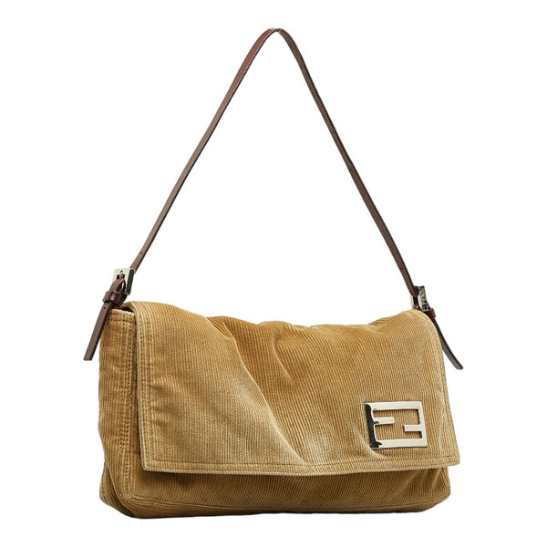 フェンディ マンマバケット ワンショルダーバッグ ベージュ キャンバス レザー レディース FENDI 【中古】