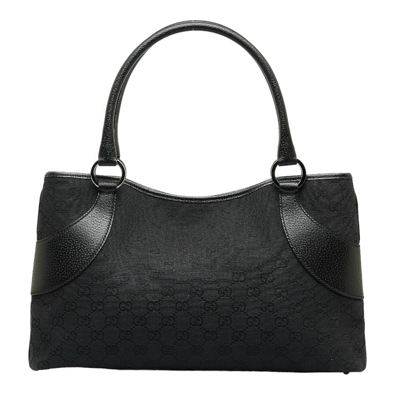 グッチ GGキャンバス ハンドバッグ トートバッグ 113015 ブラック キャンバス レザー レディース GUCCI 【中古】