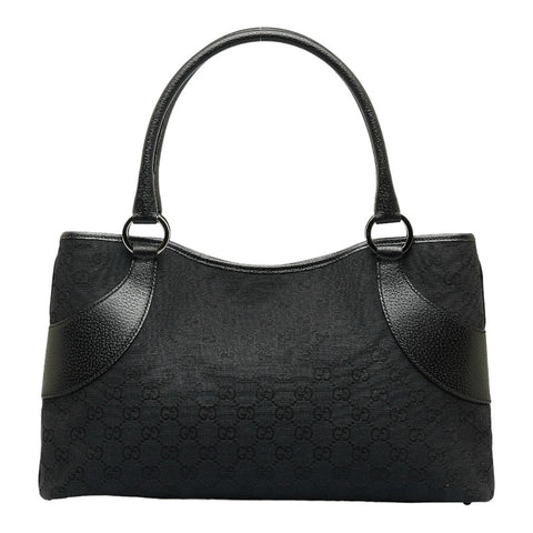 グッチ GGキャンバス ハンドバッグ トートバッグ 113015 ブラック キャンバス レザー レディース GUCCI 【中古】