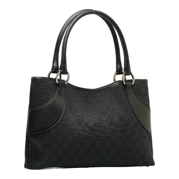 グッチ GGキャンバス ハンドバッグ トートバッグ 113015 ブラック キャンバス レザー レディース GUCCI 【中古】