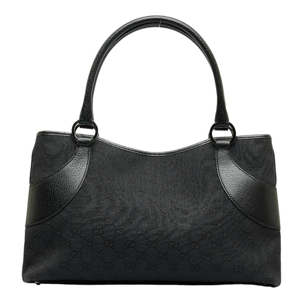 グッチ GGキャンバス ハンドバッグ トートバッグ 113015 ブラック キャンバス レザー レディース GUCCI 【中古】