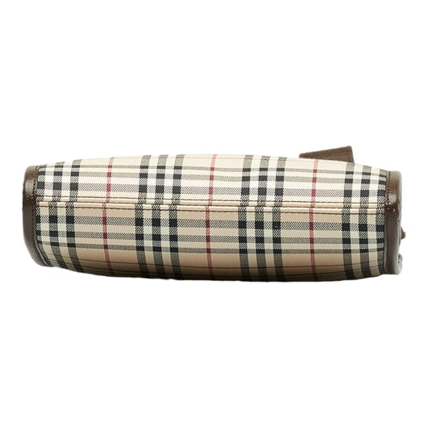 バーバリー ノバチェック 斜め掛け ショルダーバッグ ベージュ ブラウン キャンバス レザー レディース BURBERRY 【中古】