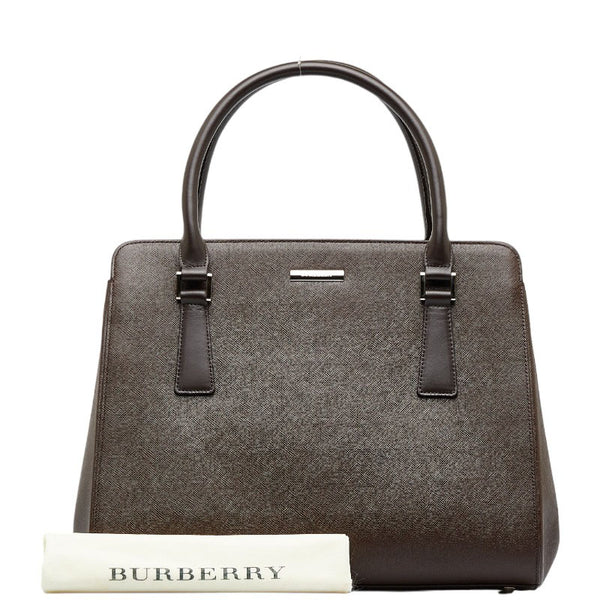 バーバリー ノバチェック ハンドバッグ トートバッグ ブラウン レザー レディース BURBERRY 【中古】