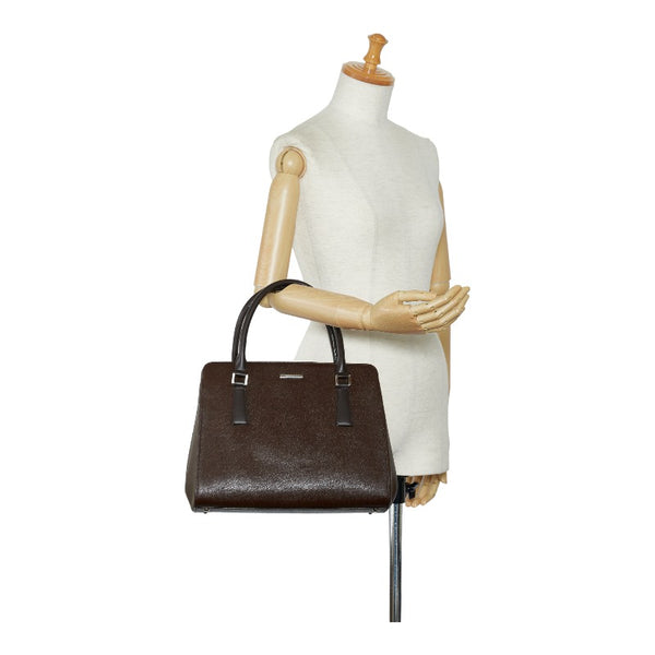 バーバリー ノバチェック ハンドバッグ トートバッグ ブラウン レザー レディース BURBERRY 【中古】
