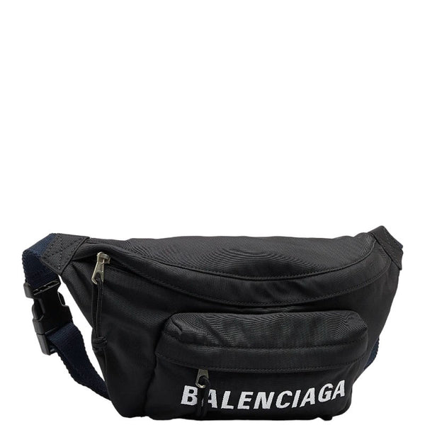 バレンシアガ ホイール ウエストバッグ ボディバッグ 533009 ブラック ネイビー ナイロン レディース BALENCIAGA 【中古】