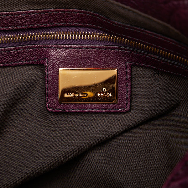 フェンディ ズッカロゴ クロコ ハンドバッグ トートバッグ パープル レザー レディース FENDI 【中古】