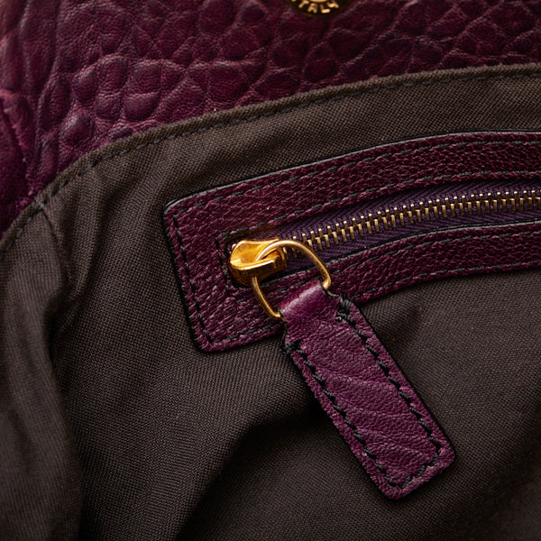 フェンディ ズッカロゴ クロコ ハンドバッグ トートバッグ パープル レザー レディース FENDI 【中古】