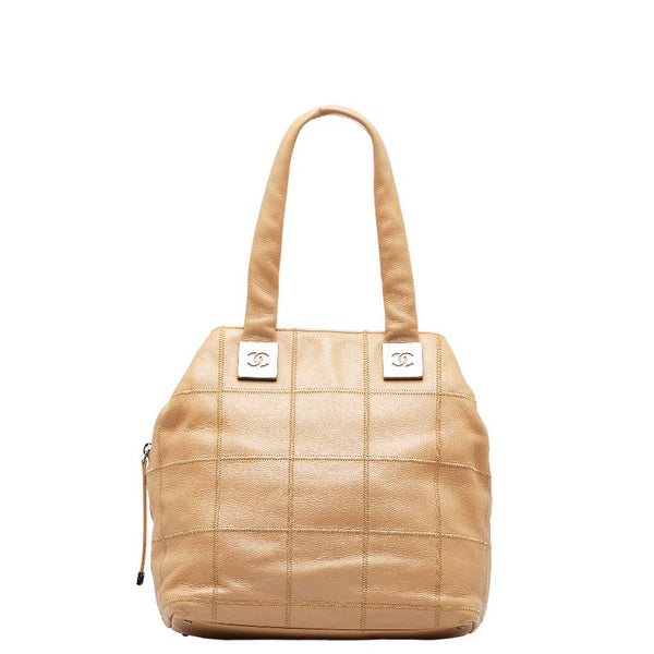 シャネル チョコバー ココマーク シルバー金具 ハンドバッグ ショルダーバッグ ベージュ キャビアスキン レディース CHANEL 【中古】