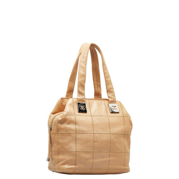 シャネル チョコバー ココマーク シルバー金具 ハンドバッグ ショルダーバッグ ベージュ キャビアスキン レディース CHANEL 【中古】