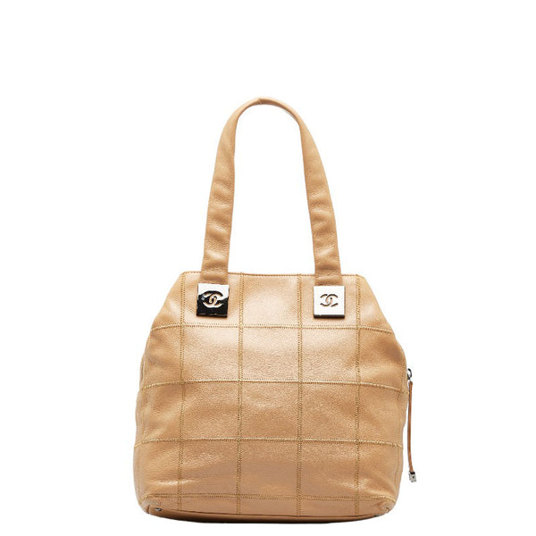 シャネル チョコバー ココマーク シルバー金具 ハンドバッグ ショルダーバッグ ベージュ キャビアスキン レディース CHANEL 【中古】