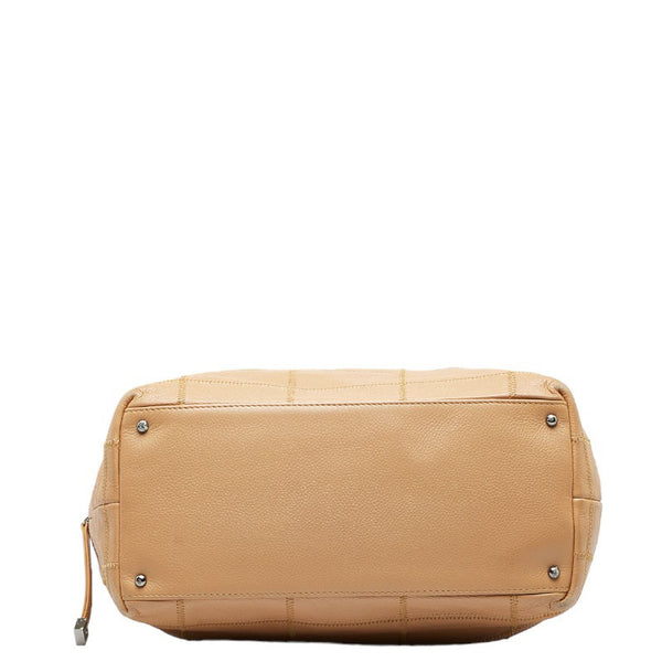 シャネル チョコバー ココマーク シルバー金具 ハンドバッグ ショルダーバッグ ベージュ キャビアスキン レディース CHANEL 【中古】