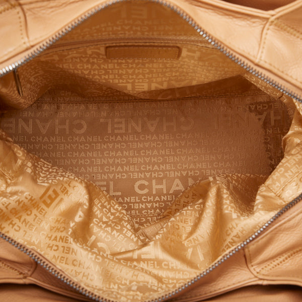 シャネル チョコバー ココマーク シルバー金具 ハンドバッグ ショルダーバッグ ベージュ キャビアスキン レディース CHANEL 【中古】