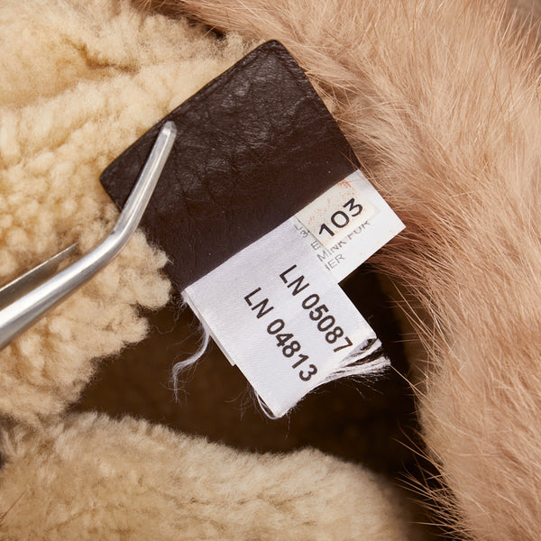 プラダ ハンドバッグ ショルダーバッグ 2WAY グレー ブラウン ムートン レザー レディース PRADA 【中古】