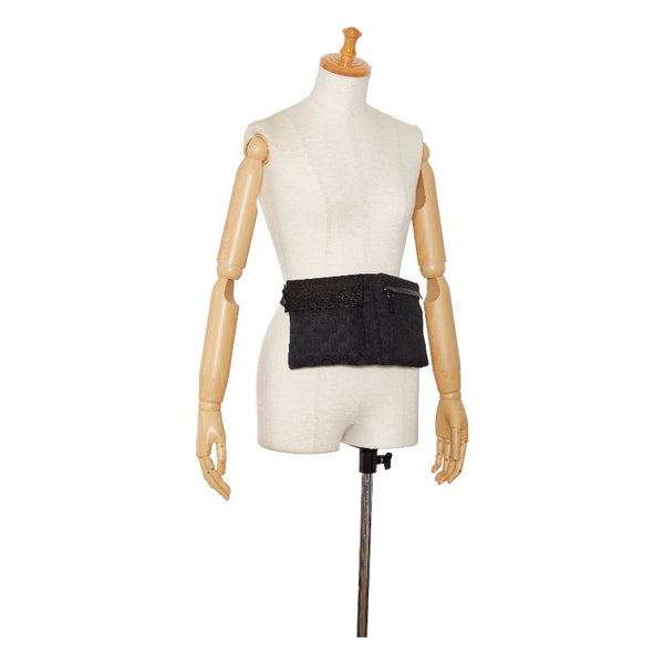 グッチ GGキャンバス ウエストバッグ ボディバッグ 28566 ブラック キャンバス レザー レディース GUCCI 【中古】