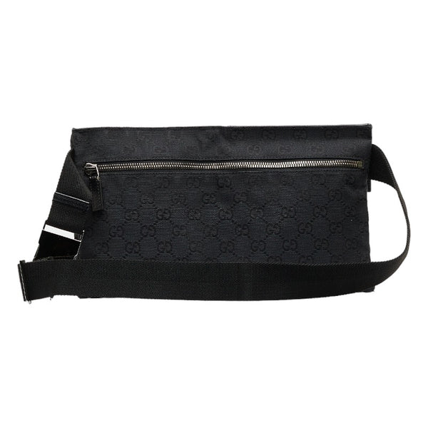 グッチ GGキャンバス ウエストバッグ ボディバッグ 28566 ブラック キャンバス レザー レディース GUCCI 【中古】