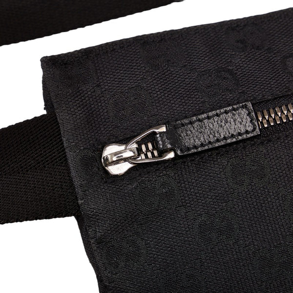 グッチ GGキャンバス ウエストバッグ ボディバッグ 28566 ブラック キャンバス レザー レディース GUCCI 【中古】