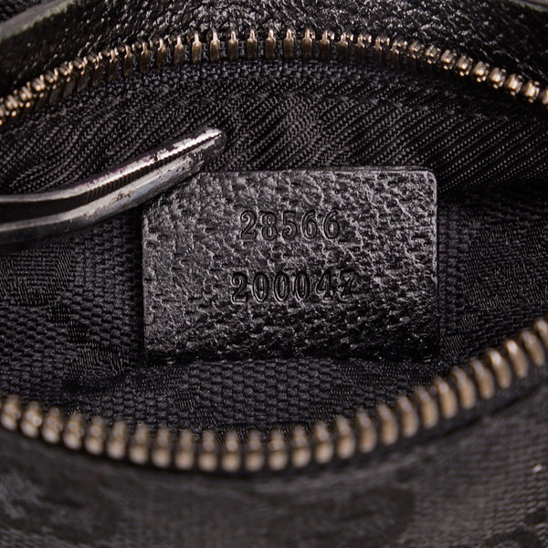 グッチ GGキャンバス ウエストバッグ ボディバッグ 28566 ブラック キャンバス レザー レディース GUCCI 【中古】