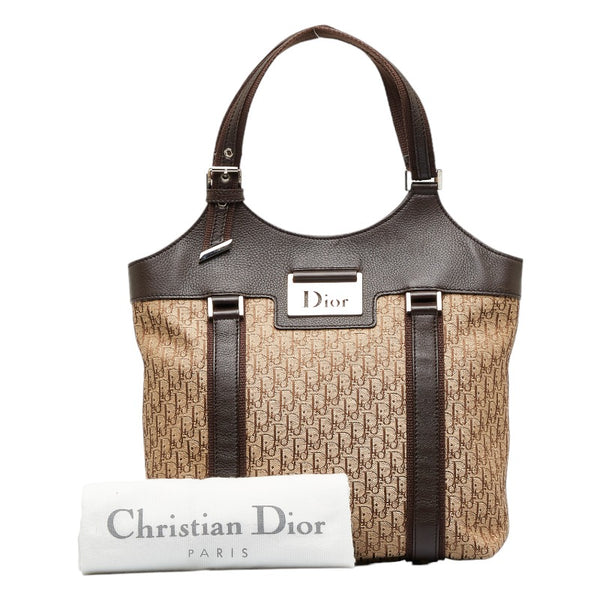 ディオール トロッター ストリートシック ハンドバッグ トートバッグ ベージュ ブラウン キャンバス レザー レディース Dior 【中古】