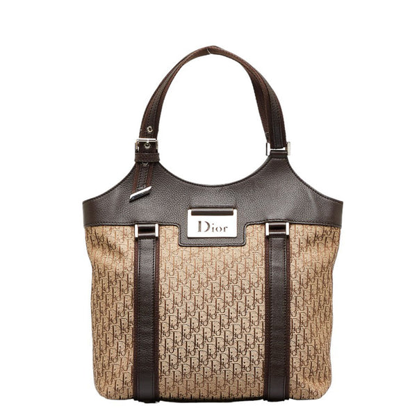 ディオール トロッター ストリートシック ハンドバッグ トートバッグ ベージュ ブラウン キャンバス レザー レディース Dior 【中古】