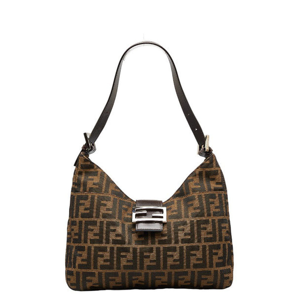 フェンディ ズッカ シルバー金具 ワンショルダーバッグ 26569 ベージュ ブラウン キャンバス レザー レディース FENDI 【中古】