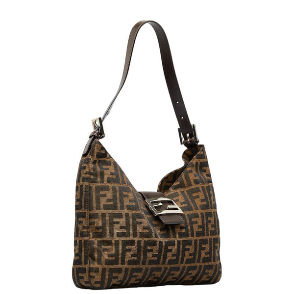 フェンディ ズッカ シルバー金具 ワンショルダーバッグ 26569 ベージュ ブラウン キャンバス レザー レディース FENDI 【中古】