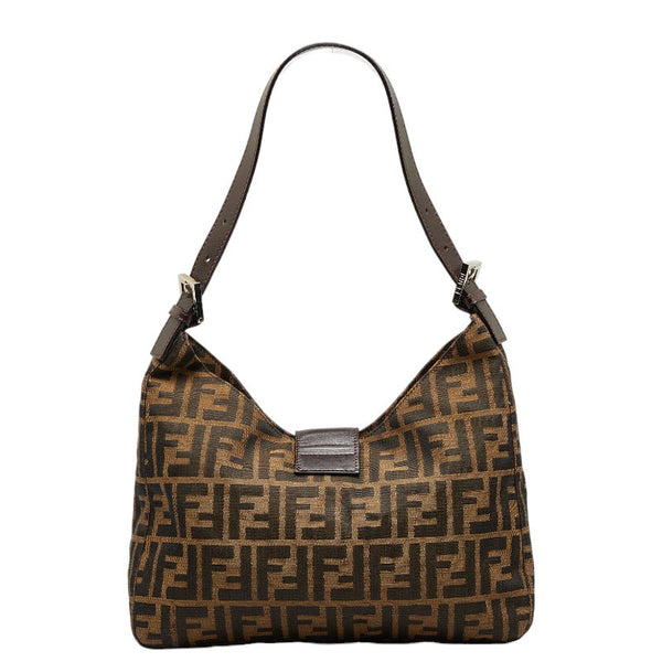 フェンディ ズッカ シルバー金具 ワンショルダーバッグ 26569 ベージュ ブラウン キャンバス レザー レディース FENDI 【中古】