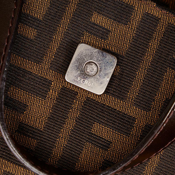 フェンディ ズッカ シルバー金具 ワンショルダーバッグ 26569 ベージュ ブラウン キャンバス レザー レディース FENDI 【中古】