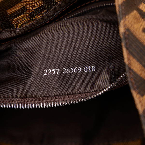 フェンディ ズッカ シルバー金具 ワンショルダーバッグ 26569 ベージュ ブラウン キャンバス レザー レディース FENDI 【中古】