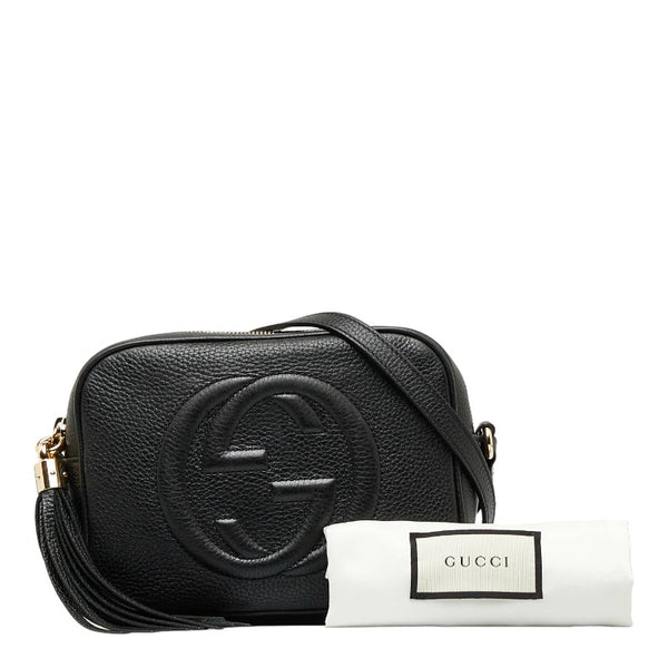 グッチ ソーホー インターロッキングG タッセル スモールディスコバッグ 斜め掛け ショルダーバッグ  308364 ブラック レザー レディース GUCCI 【中古】