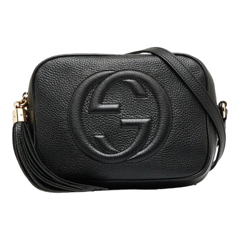 グッチ ソーホー インターロッキングG タッセル スモールディスコバッグ 斜め掛け ショルダーバッグ  308364 ブラック レザー レディース GUCCI 【中古】