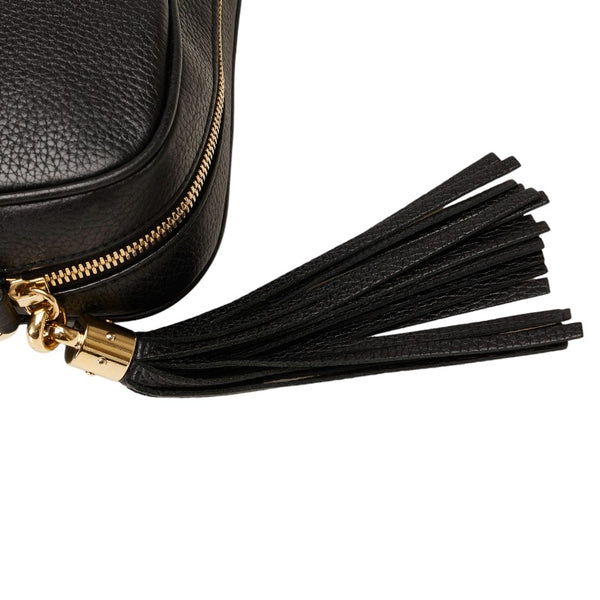 グッチ ソーホー インターロッキングG タッセル スモールディスコバッグ 斜め掛け ショルダーバッグ  308364 ブラック レザー レディース GUCCI 【中古】