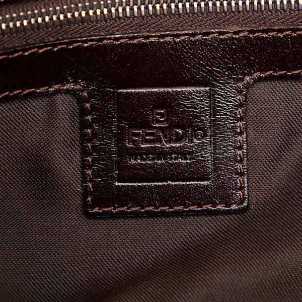 フェンディ ズッカ ハンドバッグ ショルダーバッグ カーキ ダークブラウン キャンバス レザー レディース FENDI 【中古】