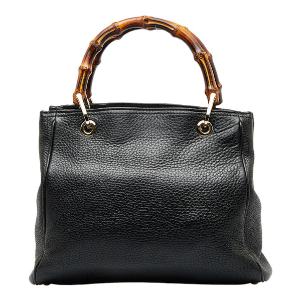グッチ バンブー ショッパー スモール ハンドバッグ ショルダーバッグ 2WAY 336032 ブラック レザー レディース GUCCI 【中古】