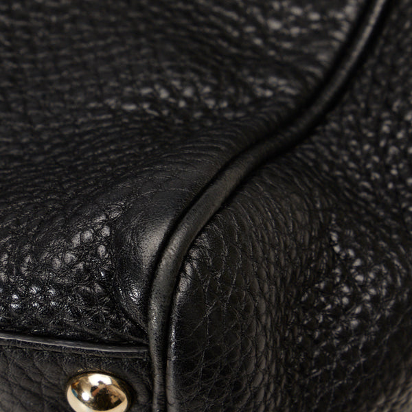 グッチ バンブー ショッパー スモール ハンドバッグ ショルダーバッグ 2WAY 336032 ブラック レザー レディース GUCCI 【中古】