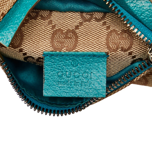 グッチ GGキャンバス ボディバッグ ウエストバッグ 28566 ベージュ グリーン キャンバス レザー レディース GUCCI 【中古】