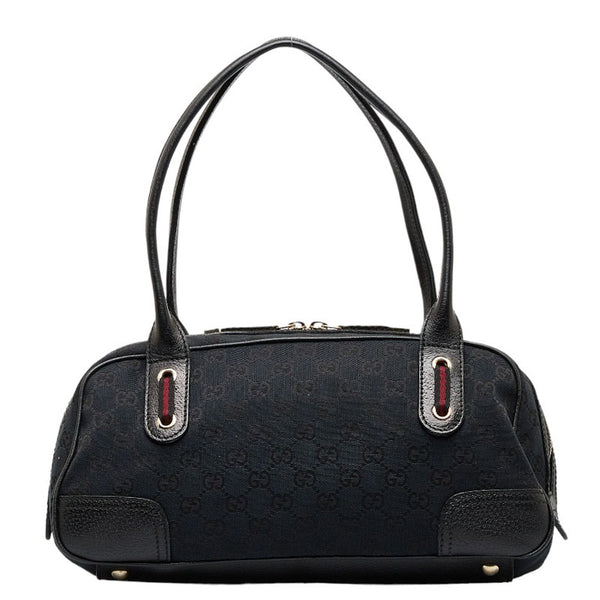 グッチ GGキャンバス プリンシー シェリーライン ハンドバック ショルダーバッグ 161720 ブラック キャンバス レザー レディース GUCCI 【中古】