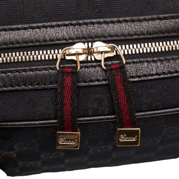 グッチ GGキャンバス プリンシー シェリーライン ハンドバック ショルダーバッグ 161720 ブラック キャンバス レザー レディース GUCCI 【中古】