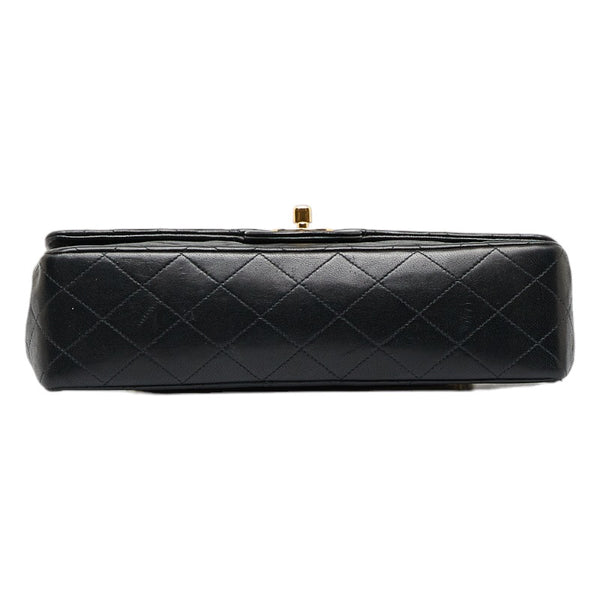 シャネル マトラッセ25 ダブルフラップ チェーン ショルダーバッグ ブラック レザー レディース CHANEL 【中古】