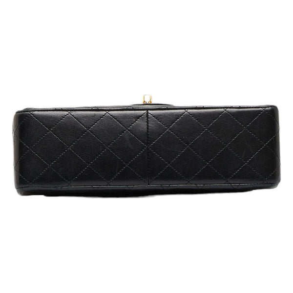 シャネル マトラッセ25 ダブルフラップ チェーン ショルダーバッグ ブラック レザー レディース CHANEL 【中古】