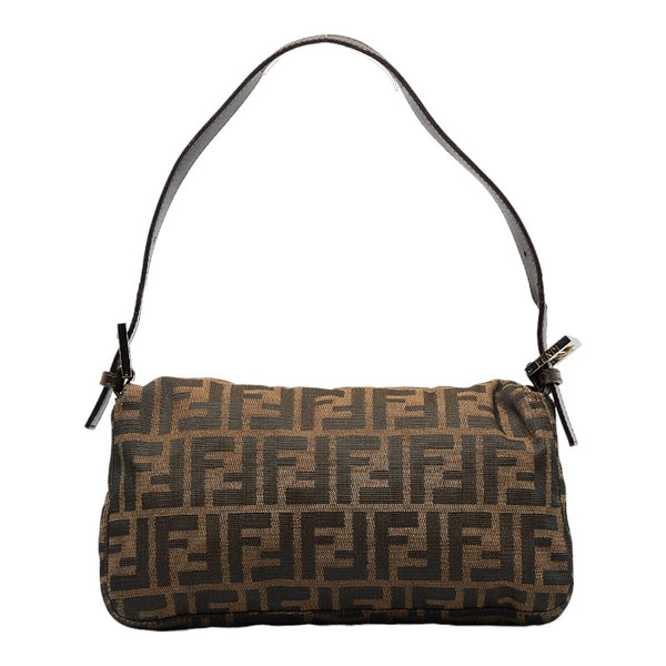 フェンディ ズッカ マンマバケット ハンドバッグ ワンショルダーバッグ 26424 ブラウン キャンバス レザー レディース FENDI 【中古】