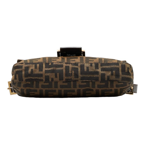 フェンディ ズッカ マンマバケット ハンドバッグ ワンショルダーバッグ 26424 ブラウン キャンバス レザー レディース FENDI 【中古】